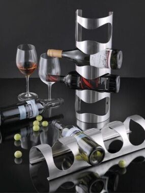 IKEA VURM, sleek wall-mounted four bottles stainless steel wine rack holder